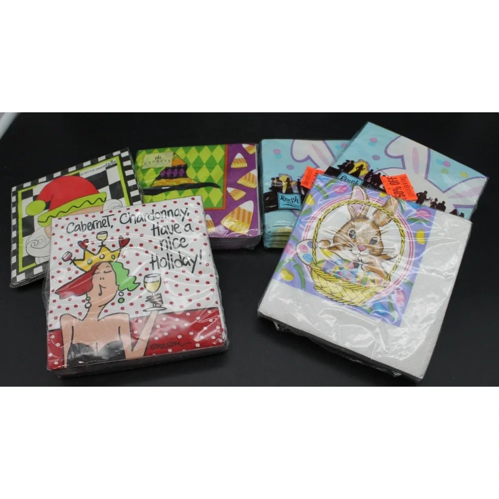 Paper Napkins Lot 6 Packs (128) Holiday Assorted Party Craft Decoupage